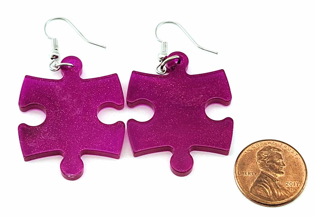 Puzzle Piece Earrings, Borealis Style - Purple