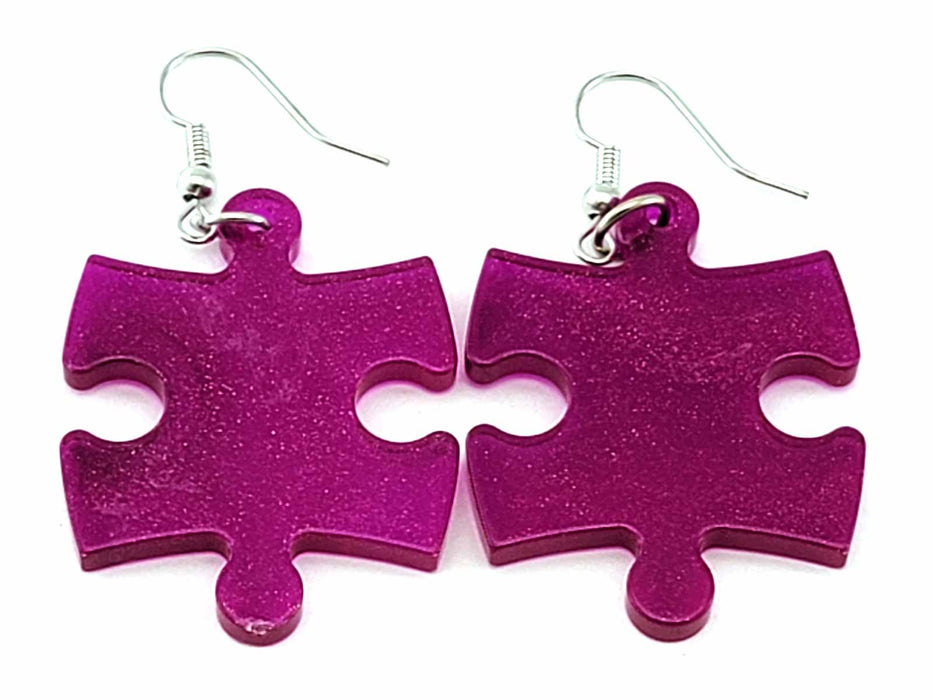 Puzzle Piece Earrings, Borealis Style - Purple