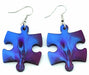 Puzzle Piece Earrings, Gemini Style - Blue/Purple Mix