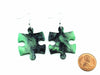 Puzzle Piece Earrings, Gemini Style - Green/Black