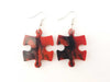 Puzzle Piece Earrings, Gemini Style - Red/Black Mix