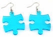 Puzzle Piece Earrings, Translucent Style - Light Blue