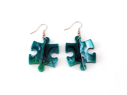 Puzzle Piece Earrings, Vortex Style - Blue