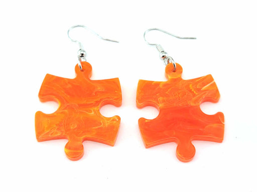 Puzzle Piece Earrings, Vortex Style - Orange