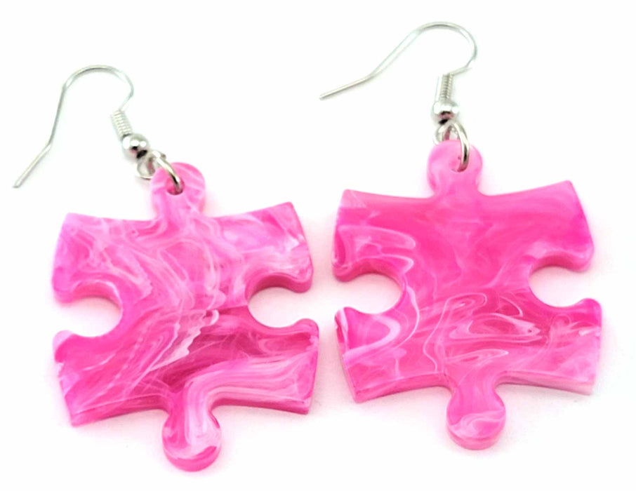 Puzzle Piece Earrings, Vortex Style - Pink