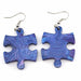 Puzzle Piece Earrings, Lustrous Style - Blue/Purple Mix