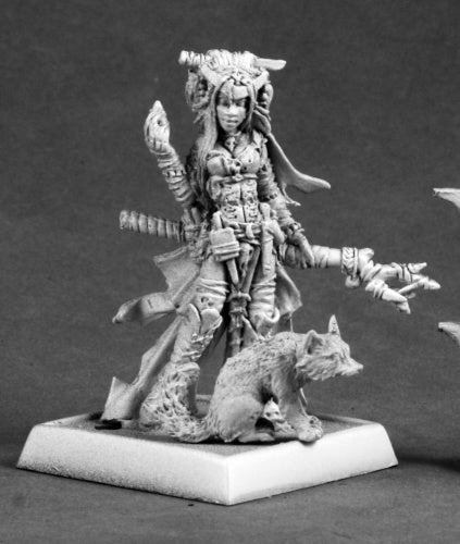 Feiya, Iconic Witch & Fox Familiar #60048 Pathfinder Miniatures Unpainted
