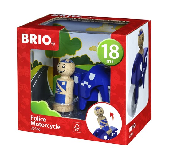 BRIO Wooden Police Officer and Motorcycle Toddler Play Toy