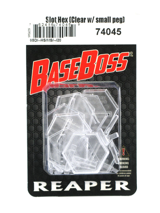 Reaper Miniatures 1 Inch Transparent Slotted Hex (10 bases 10 pegs) #74045