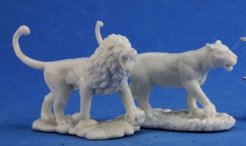 Reaper Miniatures Lions(2) #77341 Bones Unpainted Plastic D&D RPG Mini Figure