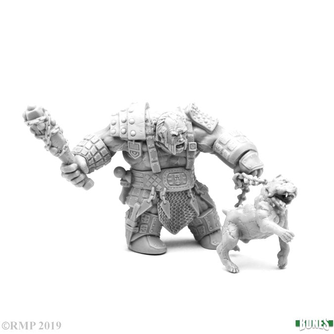 Fire Giant Huntsman with Hell Hound #77457 Unpainted Gray Plastic Figure