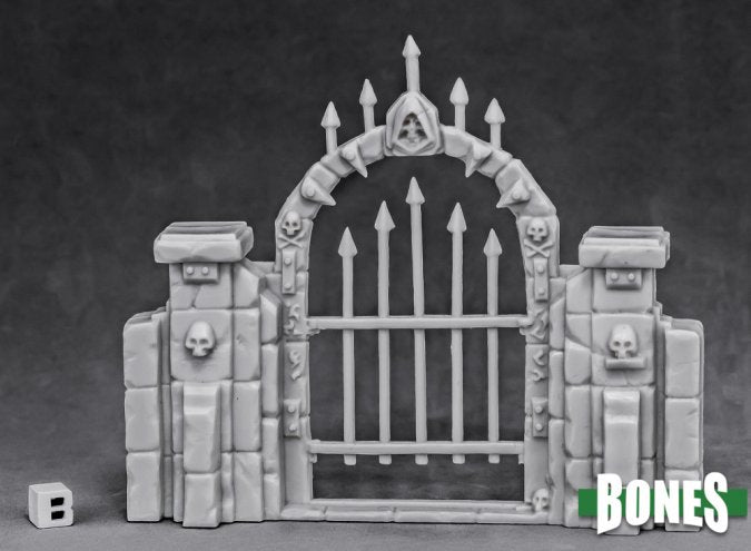 Reaper Miniatures Graveyard Fence Gate #77527 Bones Unpainted Plastic Scenery