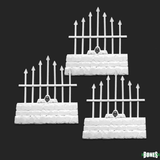 Reaper Miniatures Graveyard Short Fences (3) #77530 Bones Unpainted Plastic