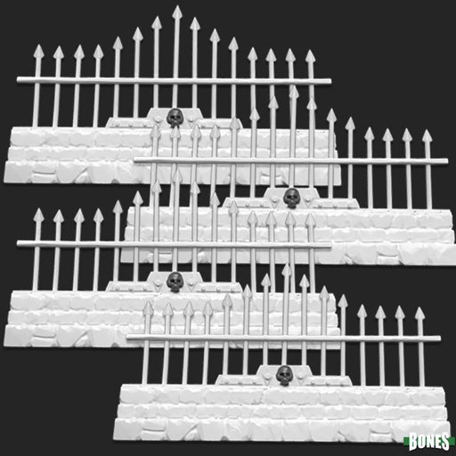 Reaper Miniatures Graveyard Long Fences (4) #77532 Bones Unpainted Plastic