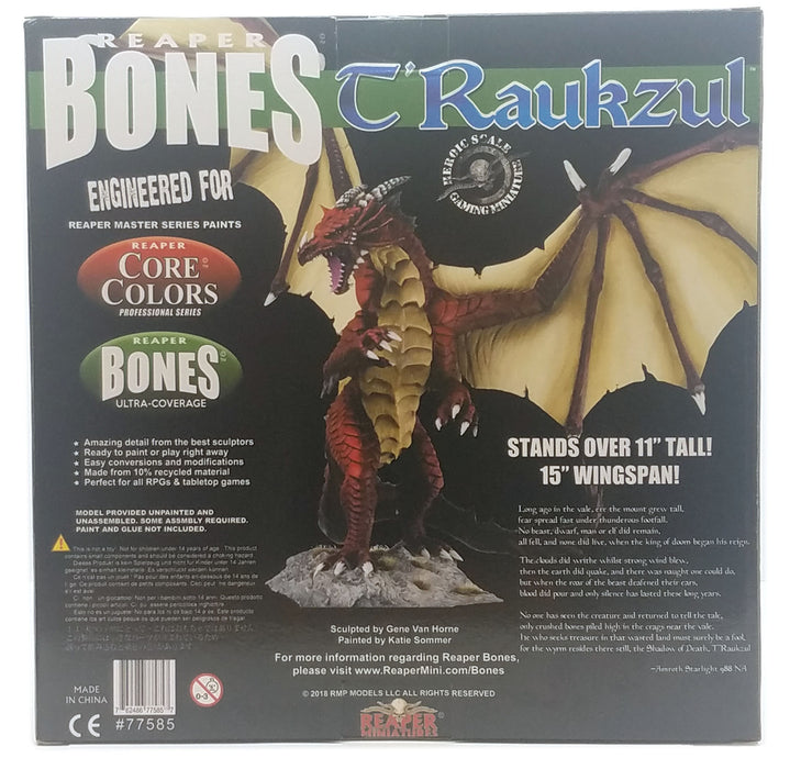 Reaper Miniatures T'Raukzul - Great Dragon #77585 Bones Unpainted Plastic Figure
