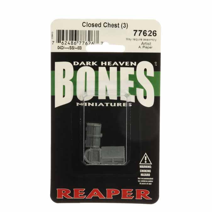 Dungeon Decor: Closed Wooden Chests (3) #77626 Bones Unpainted Plastic Figure