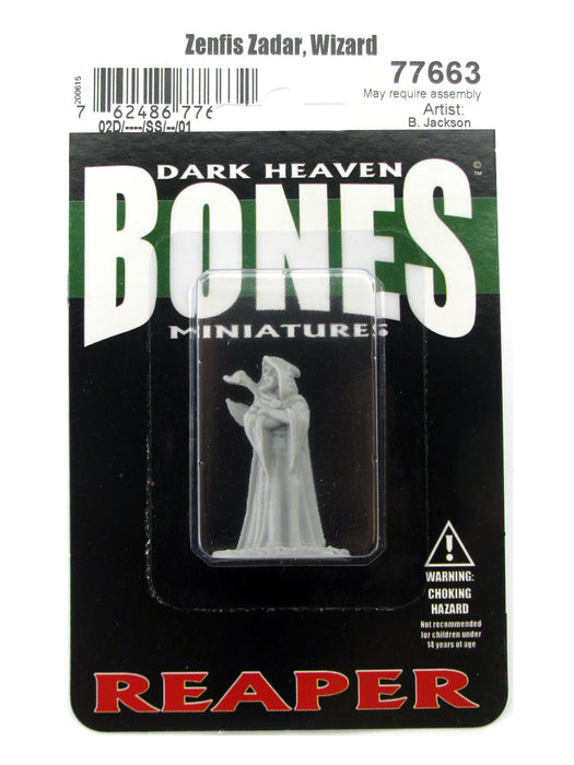Reaper Miniatures Zenfis Zadar, Wizard #77663 Bones Unpainted Plastic Figure