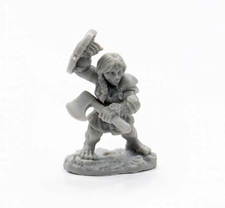 Reaper Miniatures Dannin Deepaxe, Female Dwarf #77700 Unpainted Plastic Figure