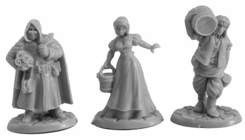 Reaper Miniatures Townsfolk III (3) #77737 Bones Unpainted Plastic Figures