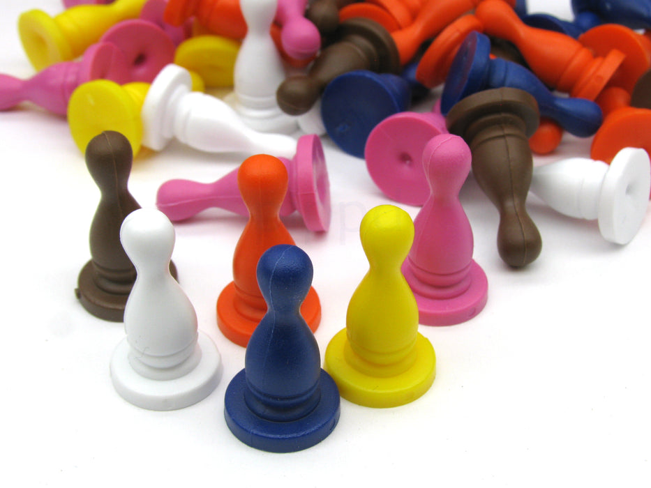 Pack of 50 Plastic Bowling Pin Pawns #806AA (14mm x 25mm) - Assorted Colors
