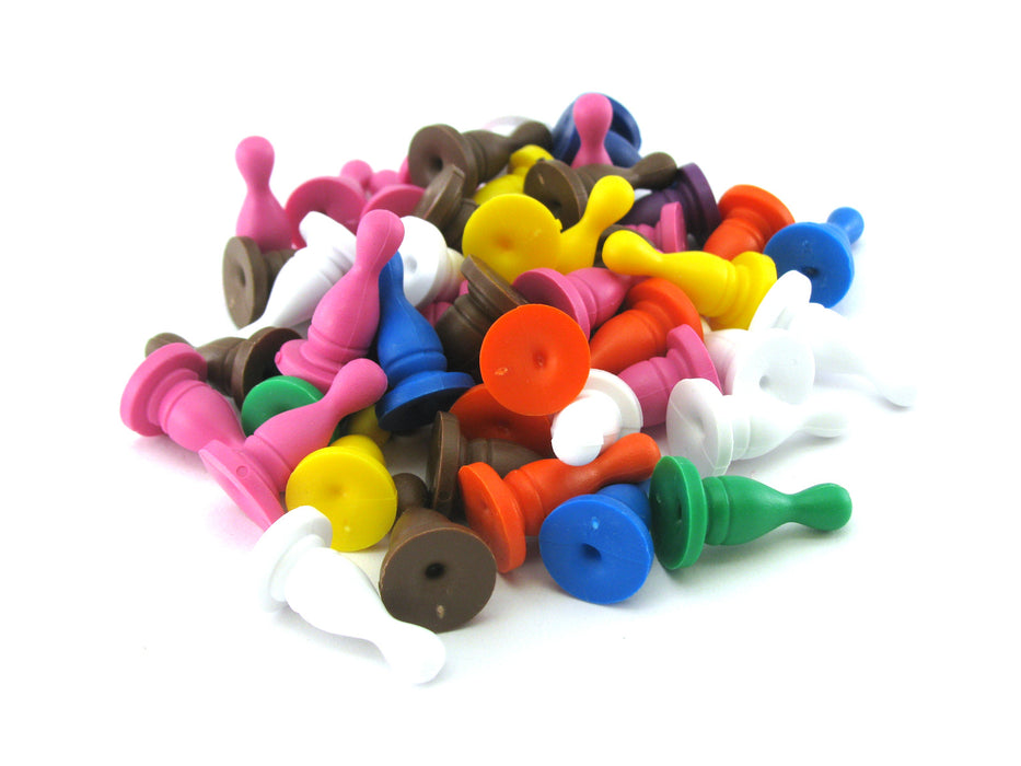 Pack of 50 Plastic Bowling Pin Pawns #806AA (14mm x 25mm) - Assorted Colors