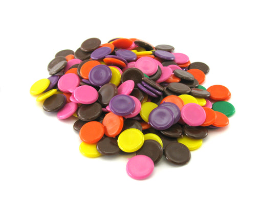 Pack of 200 Opaque 12mm Plastic Bingo Chips - Assorted Colors