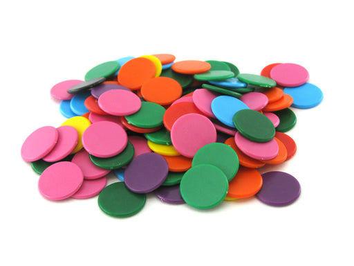 Pack of 100 Opaque 16mm Plastic Bingo Chips #812AA - Assorted Colors