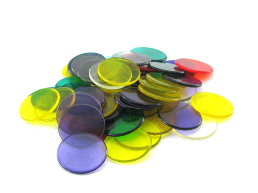 Pack of 50 Translucent 22mm Bingo Chips #8135A - Assorted Colors