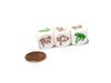 Set of 6 Species 16mm Dice - White with Multi-Color Etched Animals and Numbers