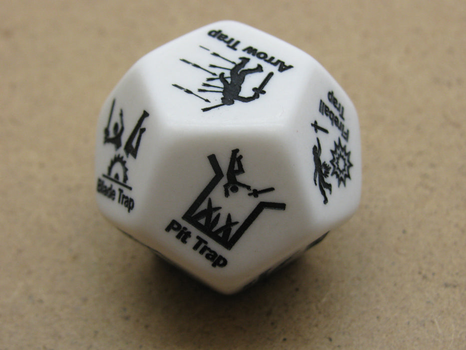 Custom Engraved 28mm D12 RPG D&D Dice - Trap Dice
