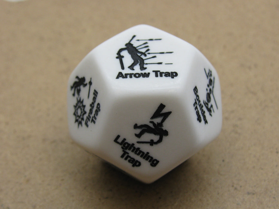 Custom Engraved 28mm D12 RPG D&D Dice - Trap Dice