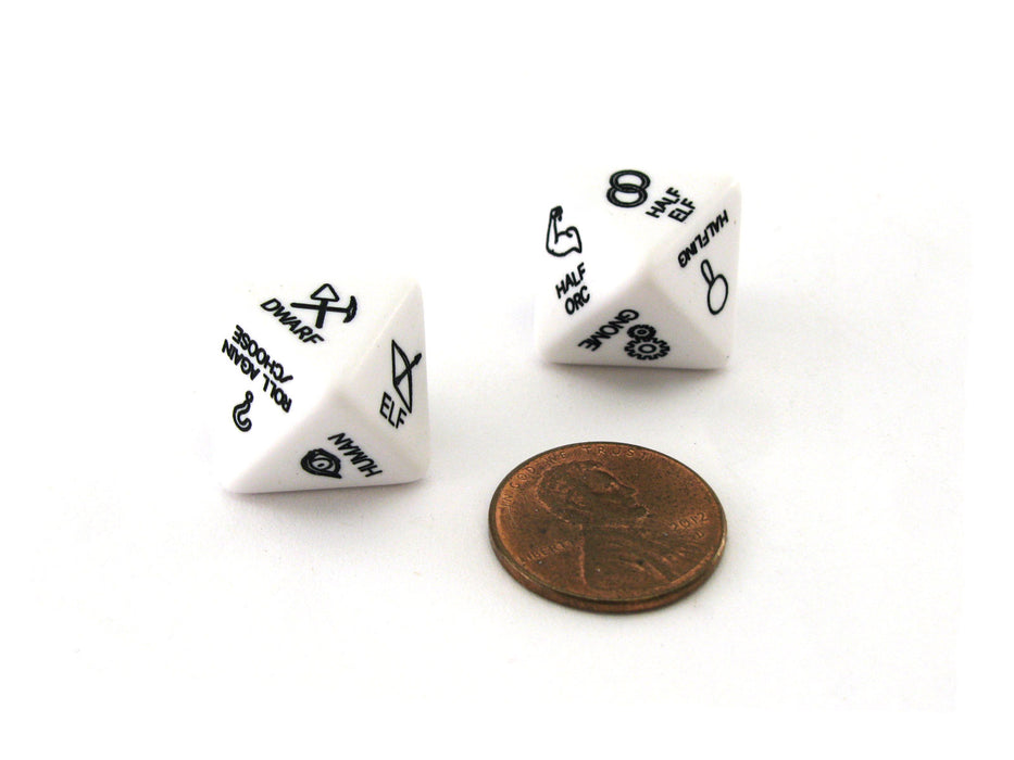 Chessex Custom Engraved 16mm D8 RPG Dice - 3rd Edition Race Dice (2)