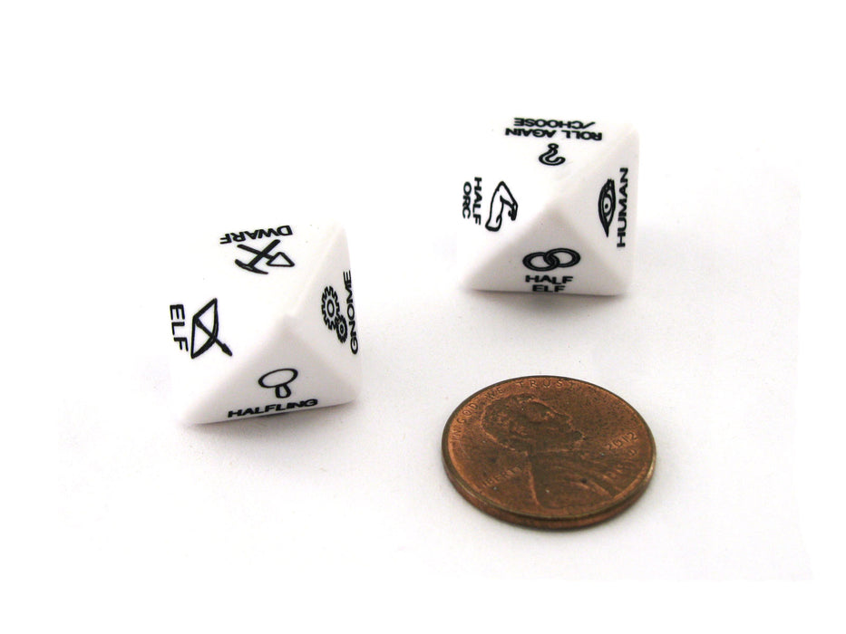 Chessex Custom Engraved 16mm D8 RPG Dice - 3rd Edition Race Dice (2)
