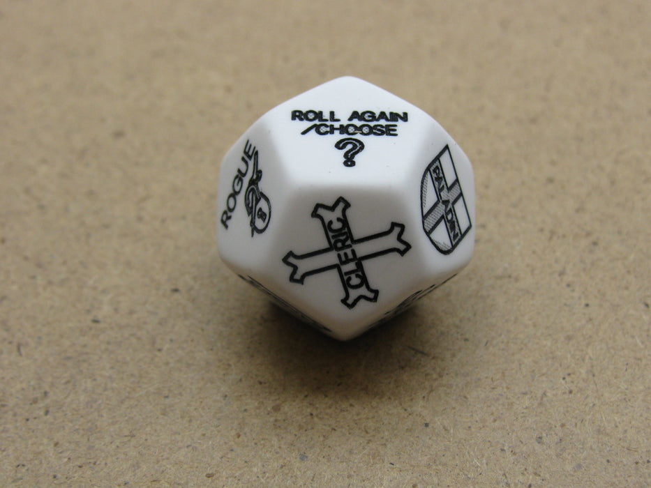 Custom Engraved 19mm D12 RPG D&D Dice - 3rd Edition Class White Dice