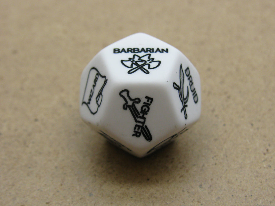 Custom Engraved 19mm D12 RPG D&D Dice - 3rd Edition Class White Dice