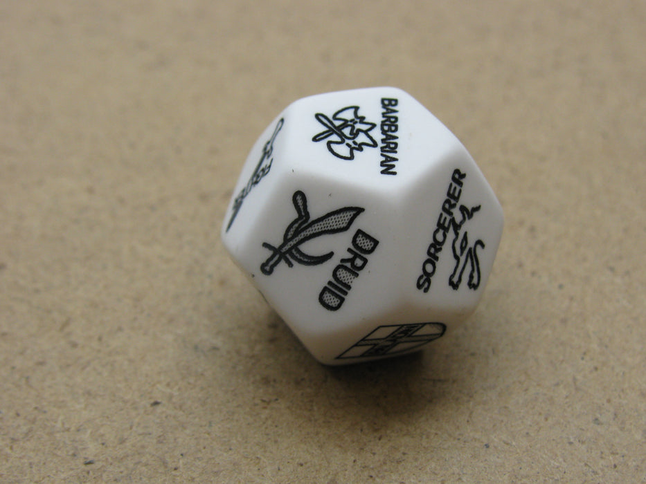 Custom Engraved 19mm D12 RPG D&D Dice - 3rd Edition Class White Dice