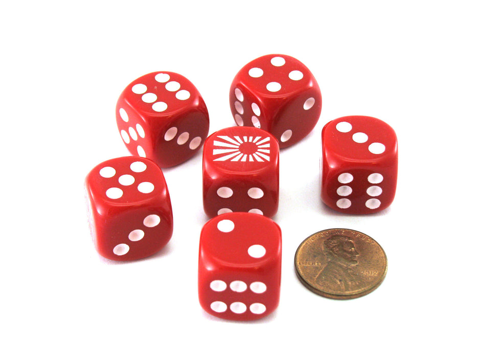 Pack of 6 Chessex Axis and Allies 16mm D6 Japan Dice - Red with White Pips