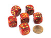 Pack of 6 Scarab Axis and Allies 16mm D6 Russian Dice - Red with Gold Pips