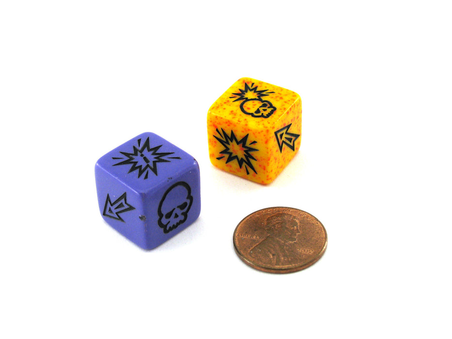 Pack of 2 Chessex Custom Engraved 16mm D6 Assorted Style Dice - Block Dice