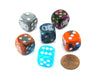 Pack of 6 Custom Engraved 16mm D6 Assorted Style Dice - Skull & Crossbones