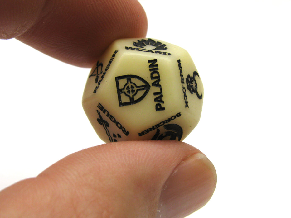 Custom Engraved 19mm D12 RPG D&D Dice - 5th Edition Class Ivory with Black Die