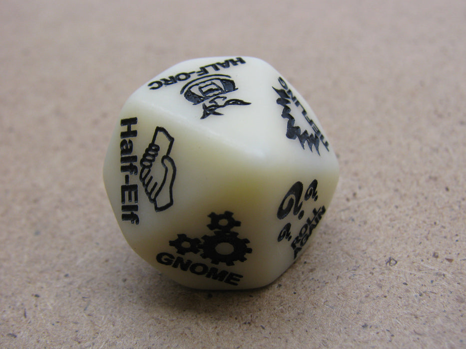 Custom Engraved 16mm D10 RPG D&D Dice - 5th Edition Race Dice