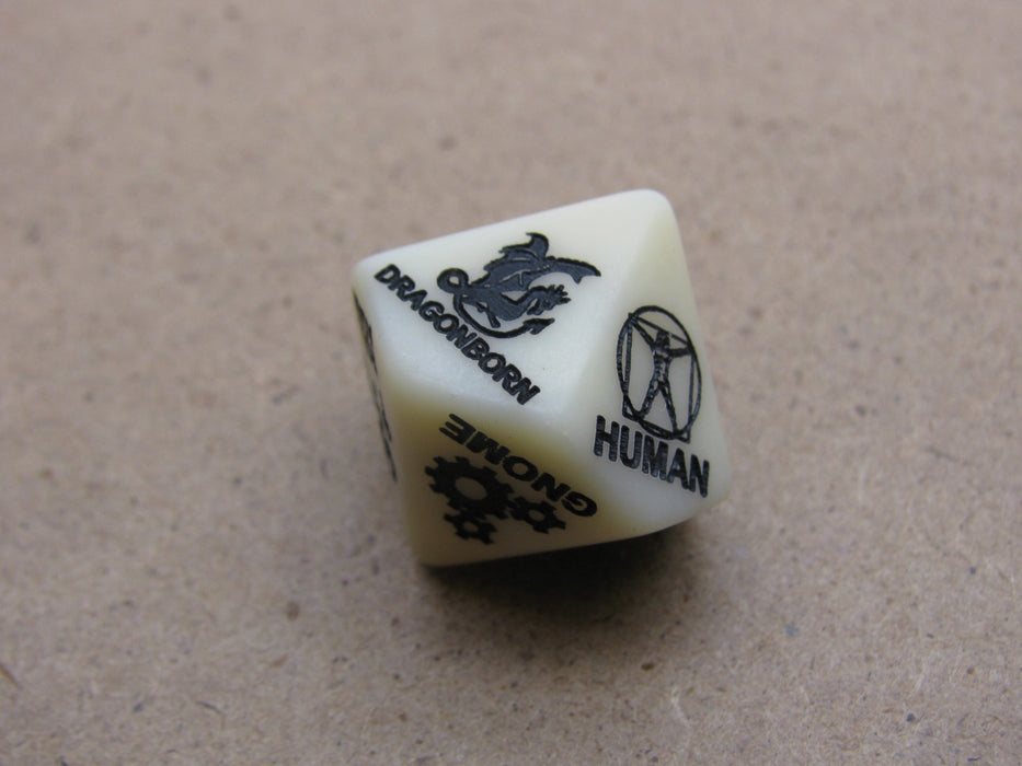 Custom Engraved 16mm D10 RPG D&D Dice - 5th Edition Race Dice