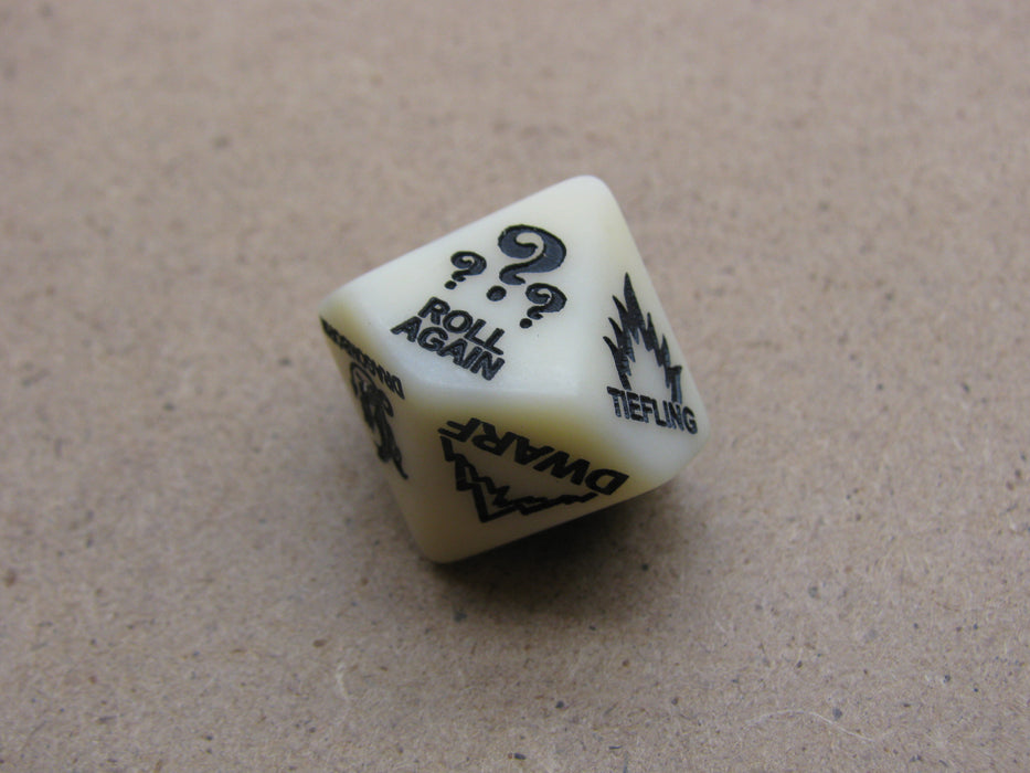 Custom Engraved 16mm D10 RPG D&D Dice - 5th Edition Race Dice