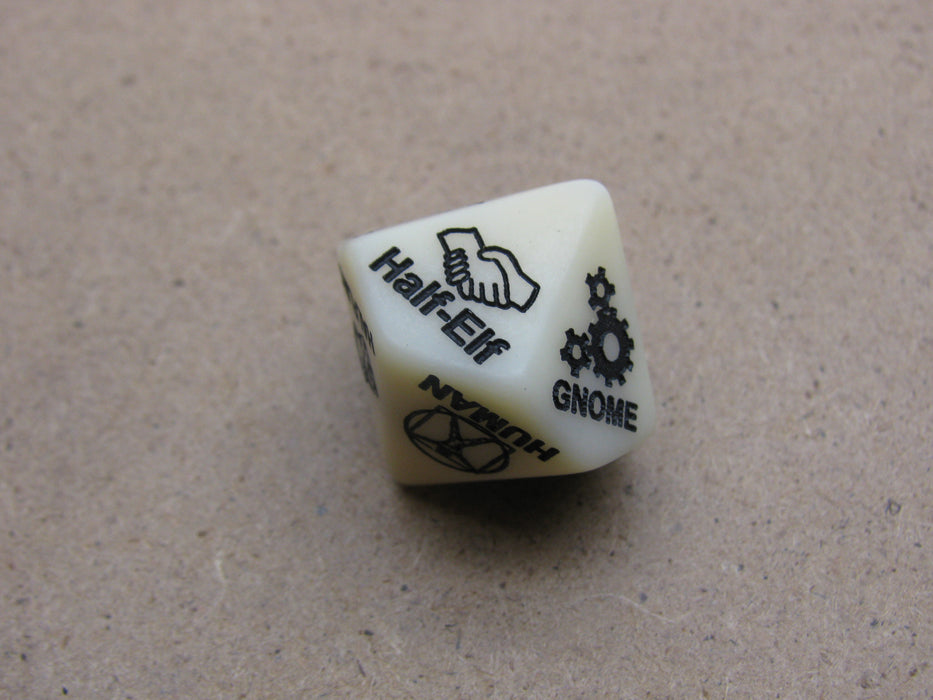 Custom Engraved 16mm D10 RPG D&D Dice - 5th Edition Race Dice