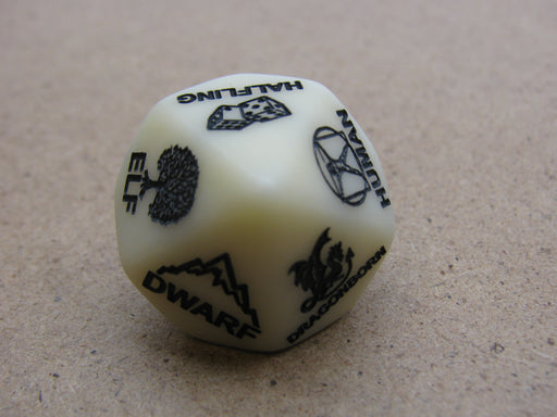 Custom Engraved 16mm D10 RPG D&D Dice - 5th Edition Race Dice