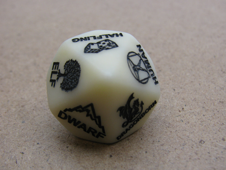 Custom Engraved 16mm D10 RPG D&D Dice - 5th Edition Race Dice