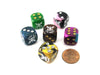Pack of 6 Chessex Custom Engraved 16mm D6 Assorted Style Military Dice - Navy