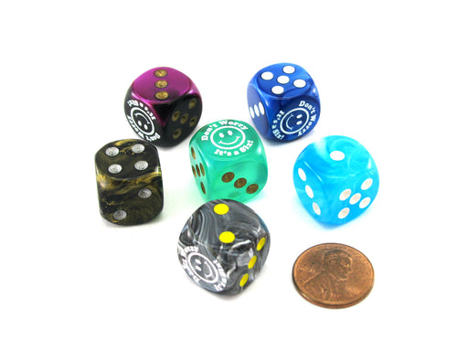 Pack of 6 Custom 16mm Assorted Style Funny Meme Dice - Don't Worry It's a Six!