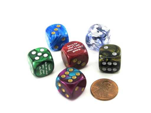 Custom Assorted Funny Meme Dice "Sorry for what I said when we were gaming." (6)
